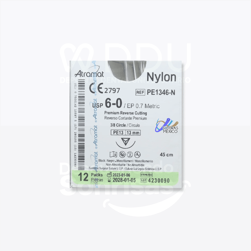 Caja Sutura Nylon 6-0 pe13* 45cm Atramat