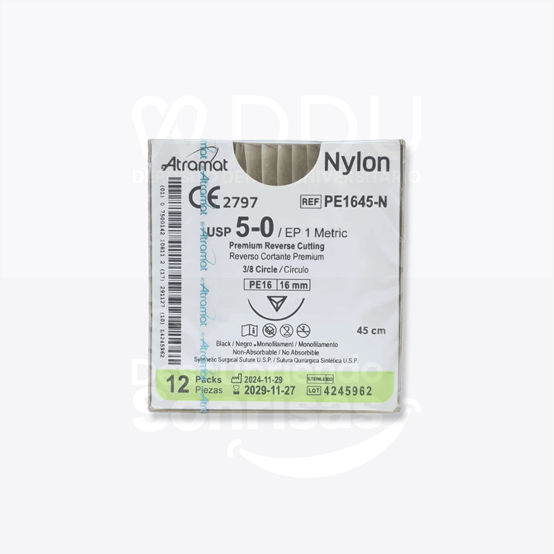 Caja Sutura Nylon 5-0 pe16* 45cm Atramat