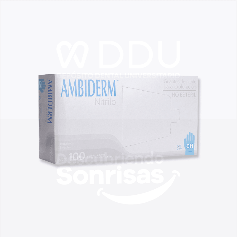 Guante Ambiderm Nitrilo Azul Cielo CH