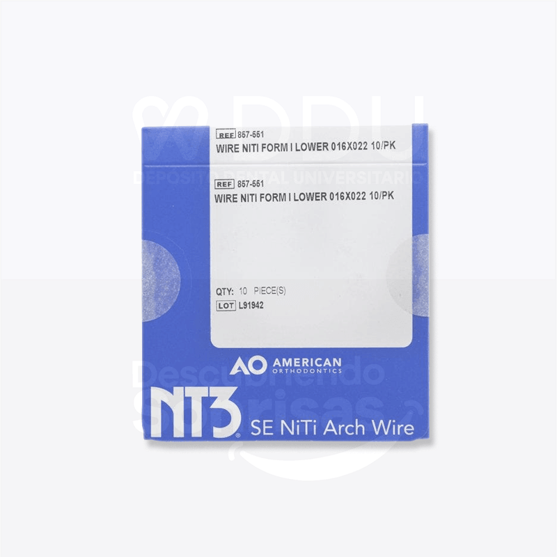 Arco DE Acero NT3 Rect .016X022 SUP C/10