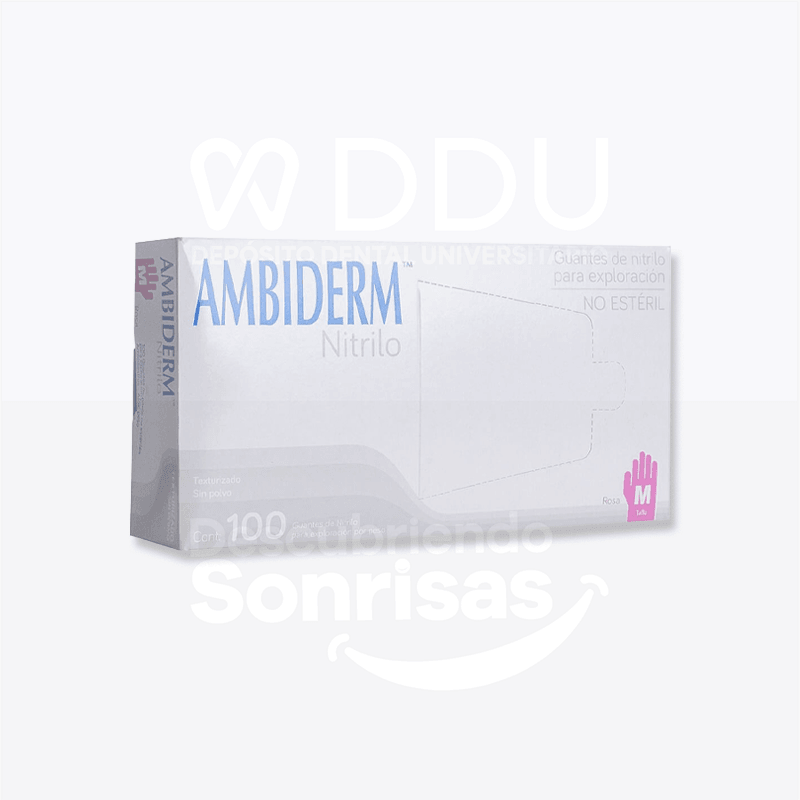 Guante Ambiderm Nitrilo Rosa Med.