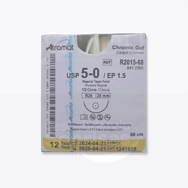 Caja Sutura Catgut Crom 5-0, pe12* 75cm