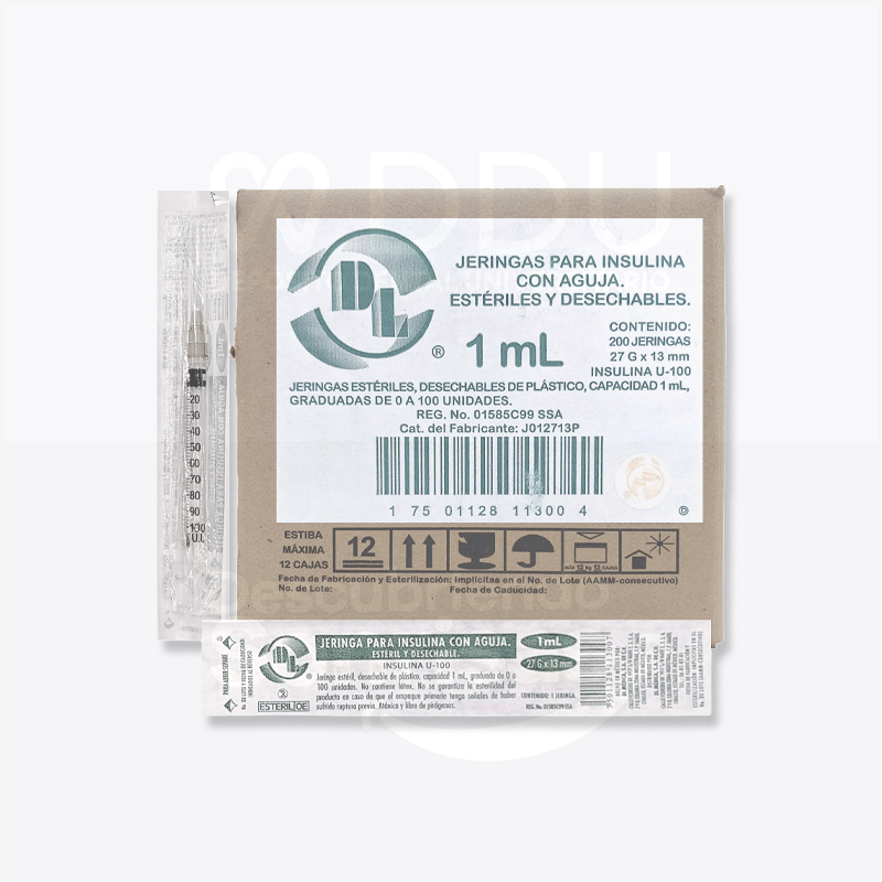 Jeringa Hipodermica DL 1ML C/aguja C/100