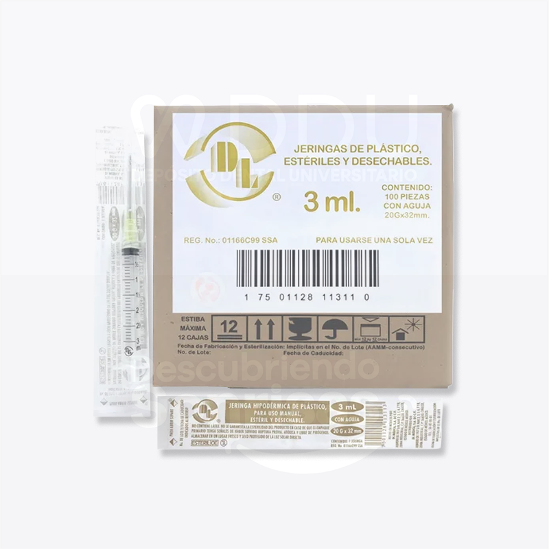 Jeringa Hipodermica DL 3ML C/aguja C/100