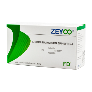 Anestésico local con Epinefrina 1:100,000. Ideal para procedimiento que requieren la propiedades hemostática de la epinefrina.